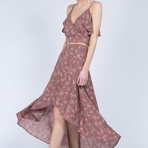 Mauve flowered Top & Skirt set